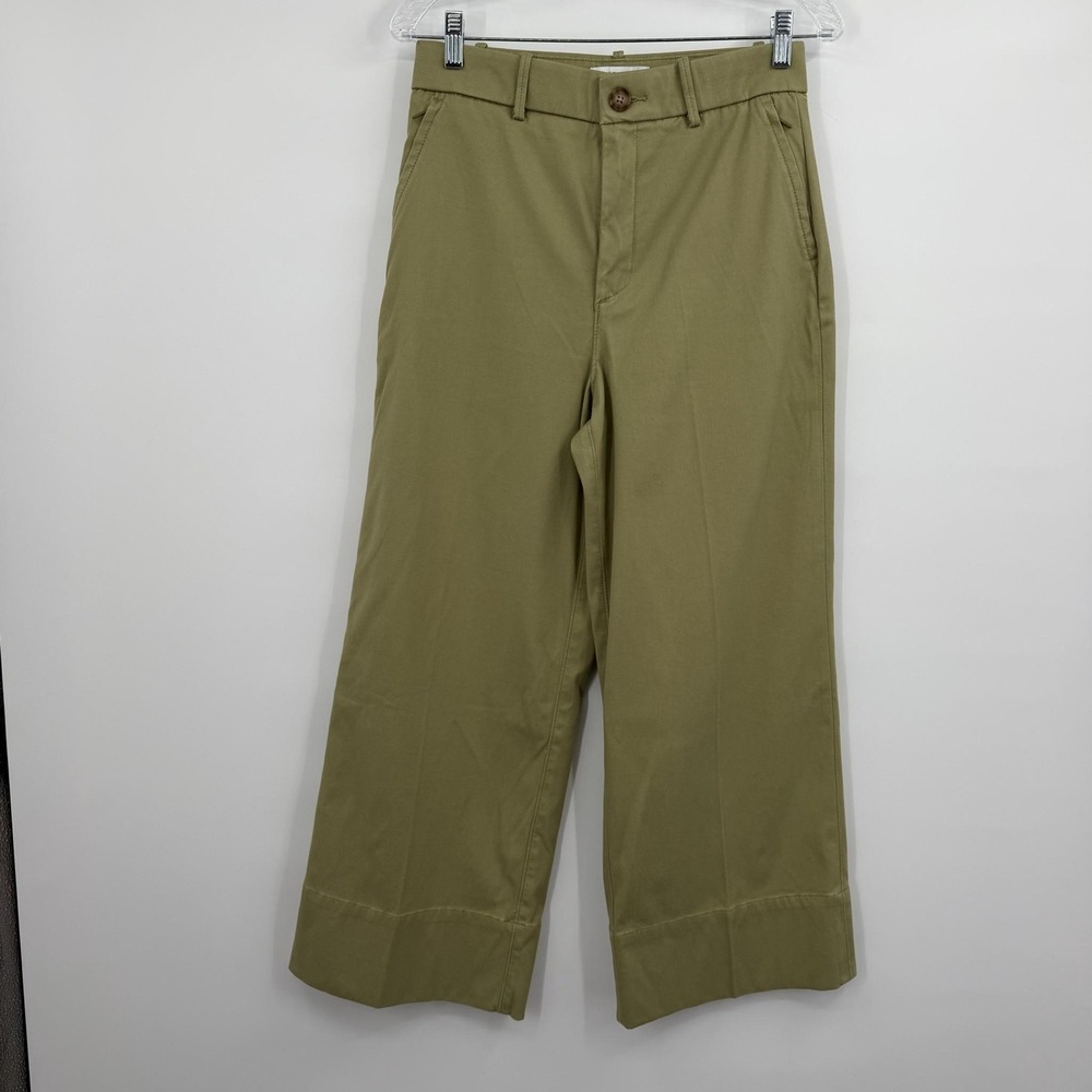 SPANX Super Smooth Pants Womens Medium Olive Stretch Twill Wide-Leg Cropped